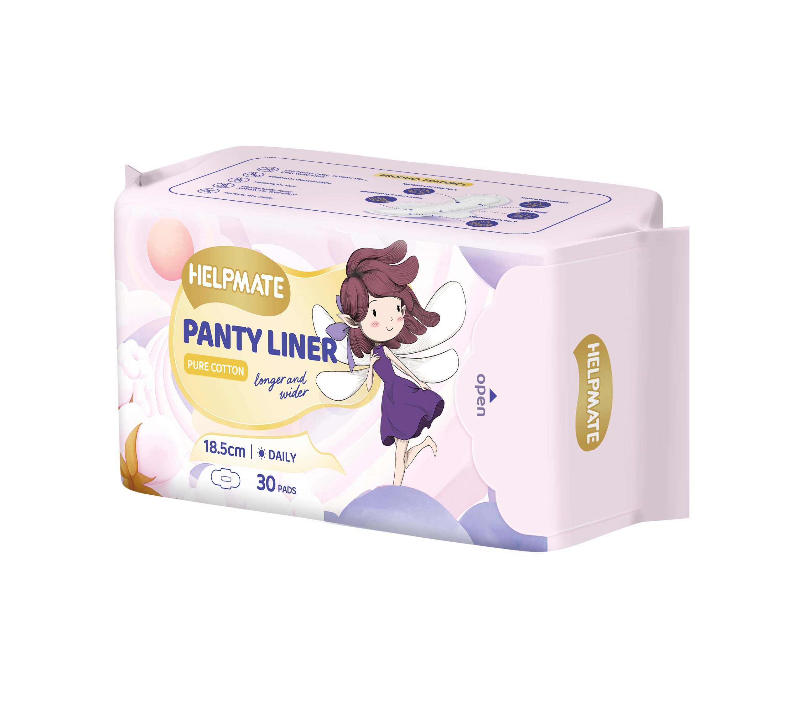 Personalización OEM ODM ALGODY ALIMENTABLE ANIO ANTIVO LADY Mujer Paty Liner 185 mm
